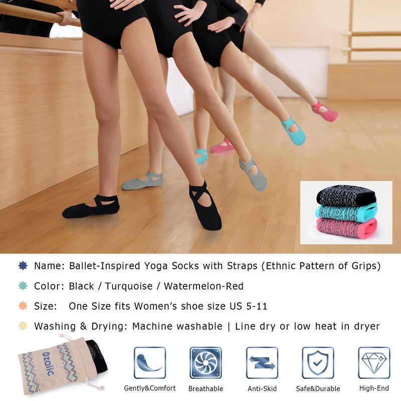 Ozaiic Pilates Socks for Women Non Slip Grip, Yoga Socks with Grippers for Barre, Hospital, Ballet, Dance, Barefoot Workout - Image 5